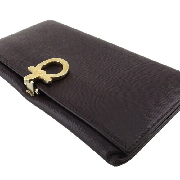 Salvatore Ferragamo Long Wallet Ganchini Leather Authentic USED - Picture 3 of 11